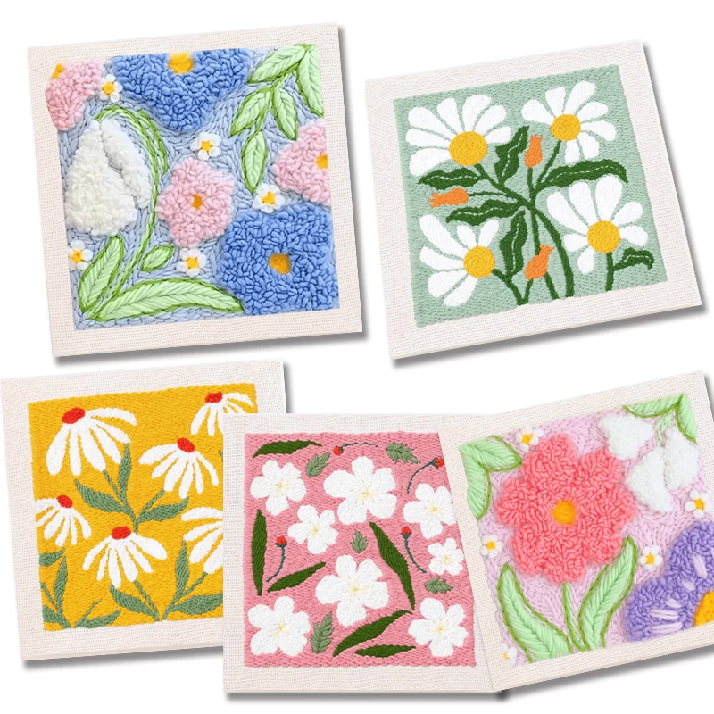 

SDOYUNO White Flower Punch Needle Embroidery Kits With Frame Crafts Diy Kits Flower Tufting Magic Punch Needle Kits Home Decor