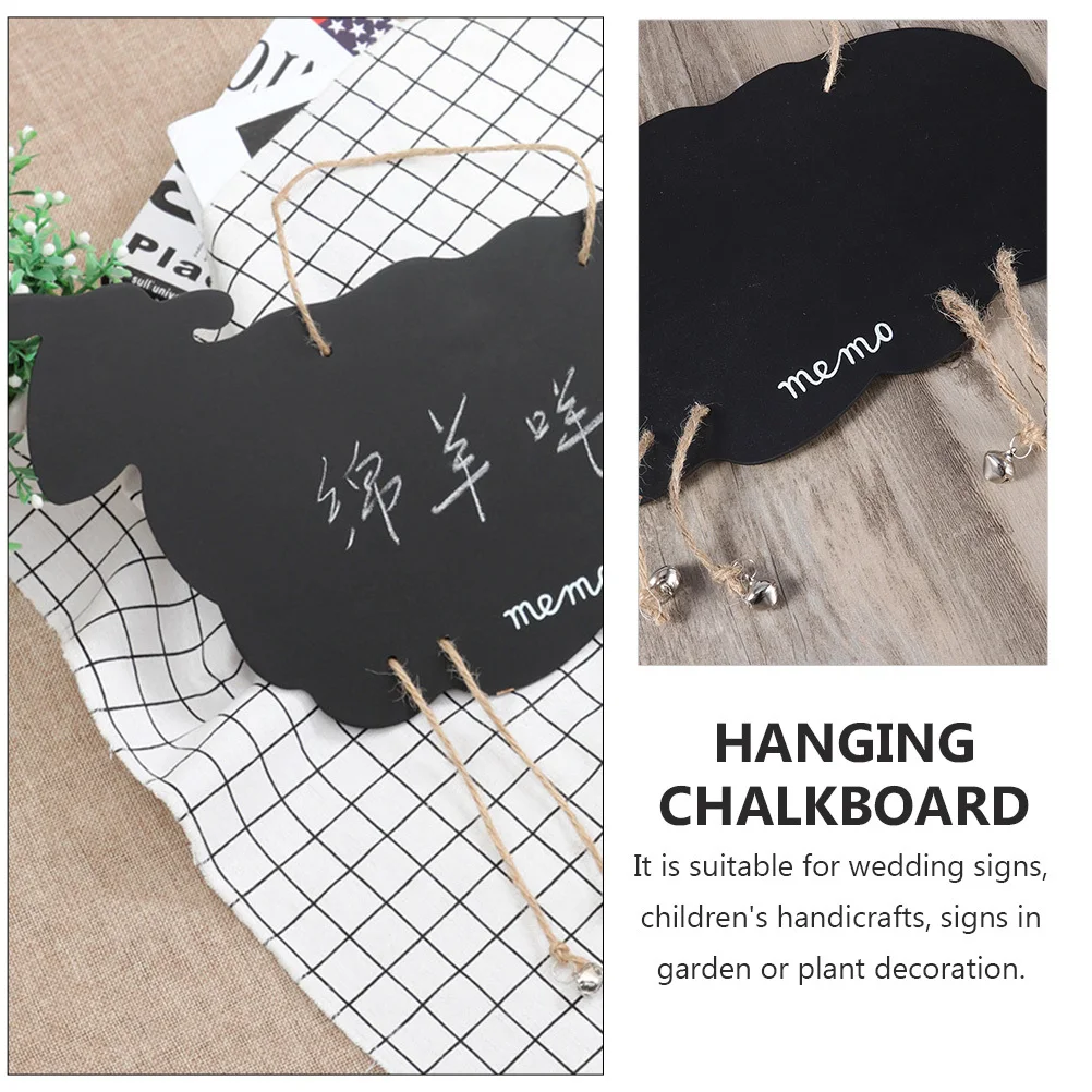 

2Pcs Mini Sheep Shaped Wooden Blackboard Hanging Memo Board Double Sided Message Tags for Wedding Mini Sheep Chalkboards