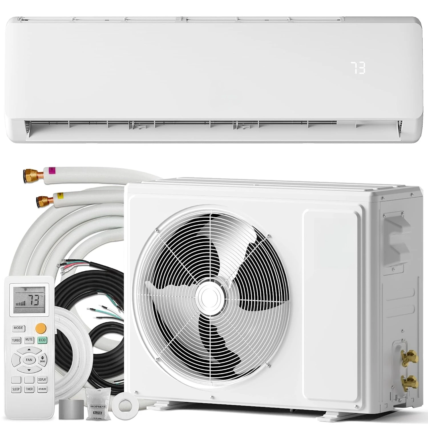 Mini Split AC/Heating System, 12000 BTU, 19 SEER2 115V/110V | Ductless inverter, energy efficient, pre-charged system,, Custom