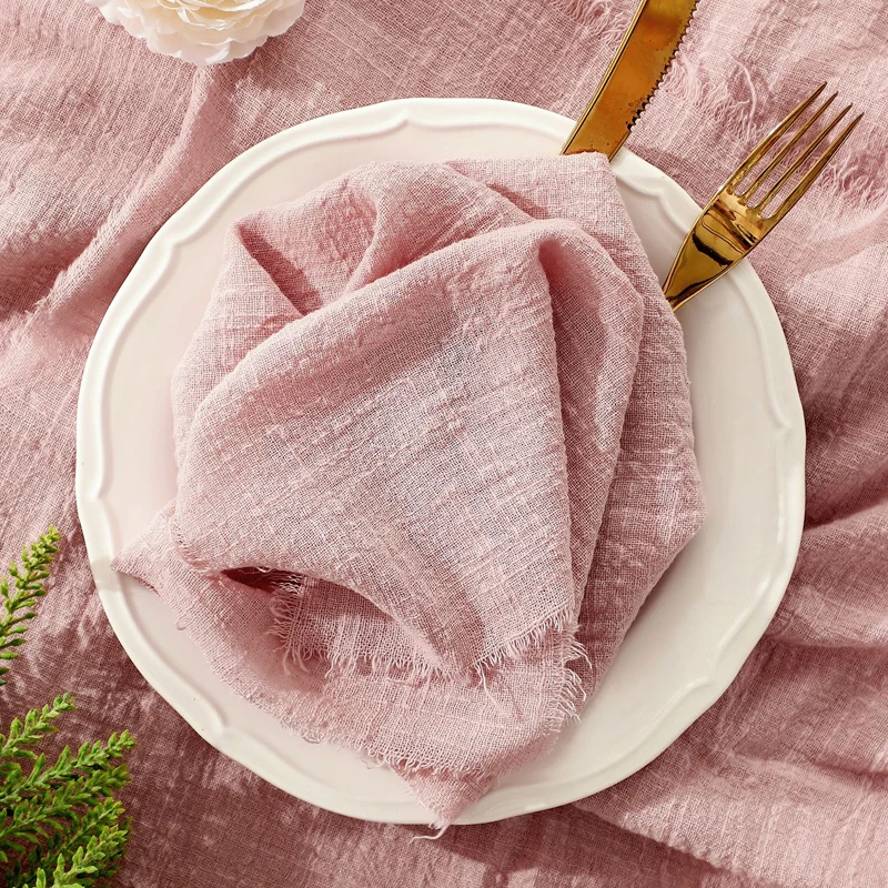 20Pcs 32x32cm Soft Cotton Gauze Napkins Dinner Table Napkin For Vintage Wedding Banquet Home Party Decoration Wholesale