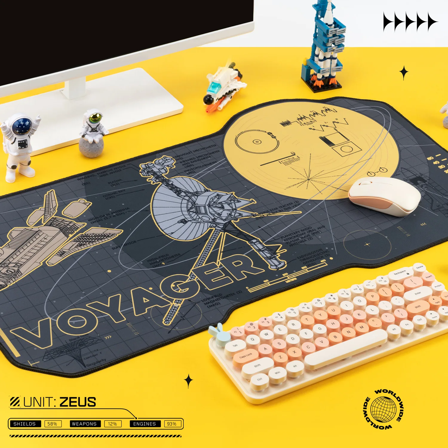 Tappetino per mouse originale stile Voyager - Tappetino da scrivania a forma personalizzata per giochi XXL Base antiscivolo Superficie impermeabile per la configurazione dell'ufficio di giochi per PC