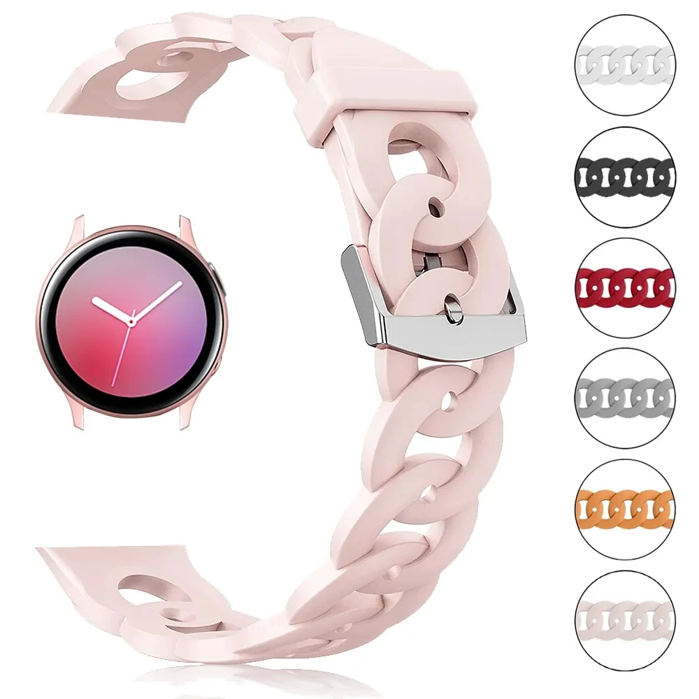 

Женский силиконовый ремешок 20 мм 22 мм для Samsung Galaxy Watch 4 3 41 мм 45 мм, браслет S3 42 мм 46 мм Active 2 Gear, ремешок для часов