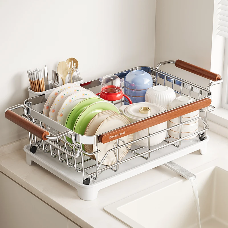 Egouttoir-de-cuisine-multifonctionnel-en-acier-inoxydable-304-pour-usage-domestique-avec-rangement-et-organisateur-d'evier