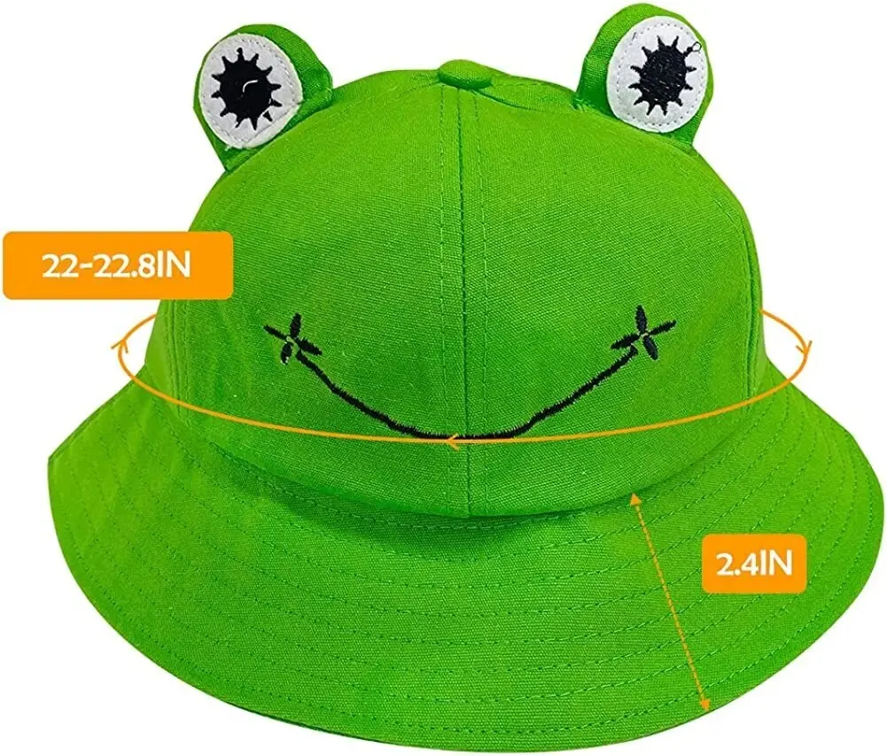 漫画のカエル サンバイザー バケットハット スポーツ コットン かわいいキャップ メンズ レディース用