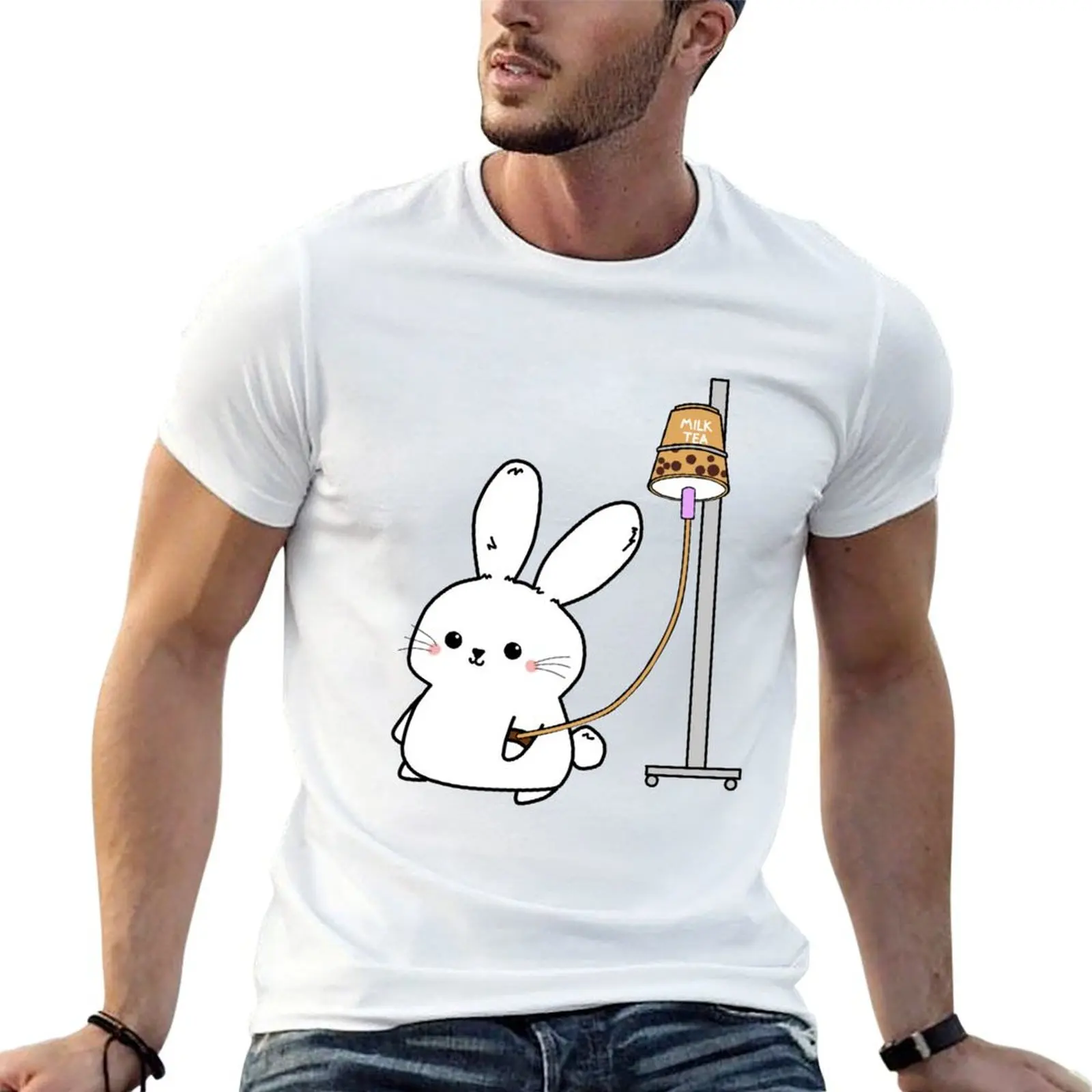 

Bubble Tea Bunny T-Shirt cotton tshirt 100% man t shirts for men T-Shirt