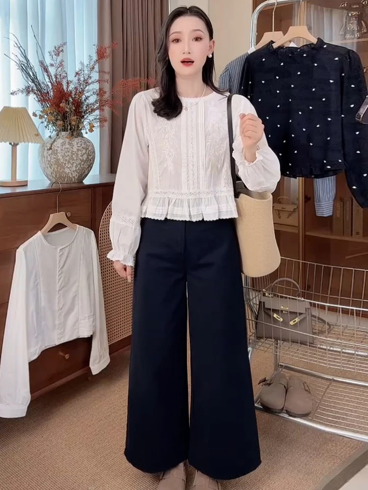 

Стильная женская блузка с длинным рукавом, свободного кроя, с цветочным декором, универсальная, модная, из полиэфирного волокна, с эффектом омоложения