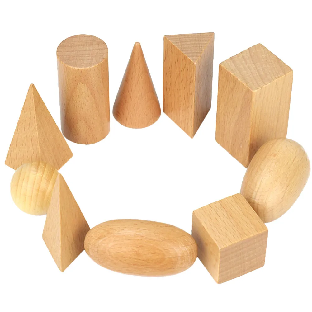 

Wooden Building Funny Early Educational Geometric Block Plaything Khaki for Kid Development Hand Eye Coordination Creative