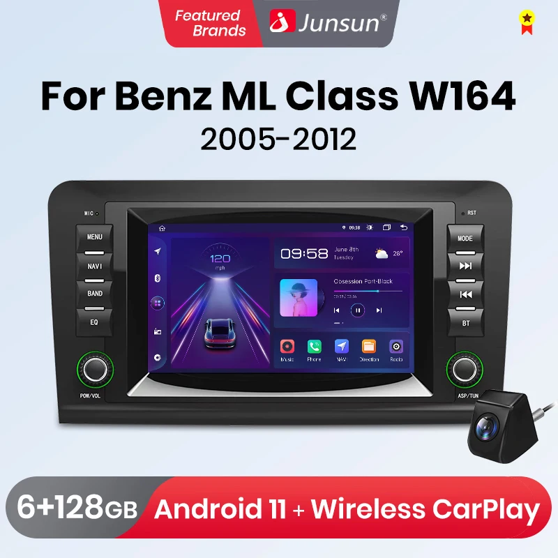 Junsun Carplay Radio for Mercedes Benz M-Class W164 GL-Class X164 ML GL Car Multimedia RDS DSP GPS Navigation DVD autoradio