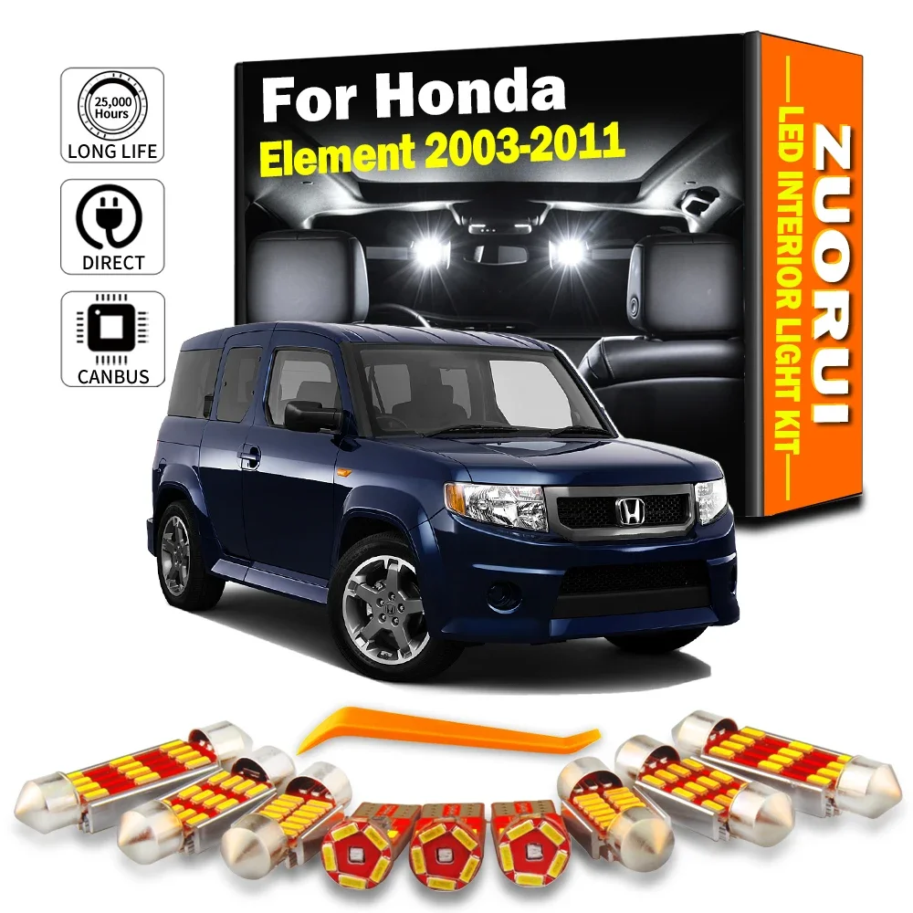 ZUORUI-Kit de luces LED para matrícula Interior de coche, Bombilla de lectura para Honda Element 2003, 2004, 2005, 2006, 2007, 2008, 2009, 2010, 2011, 10 piezas