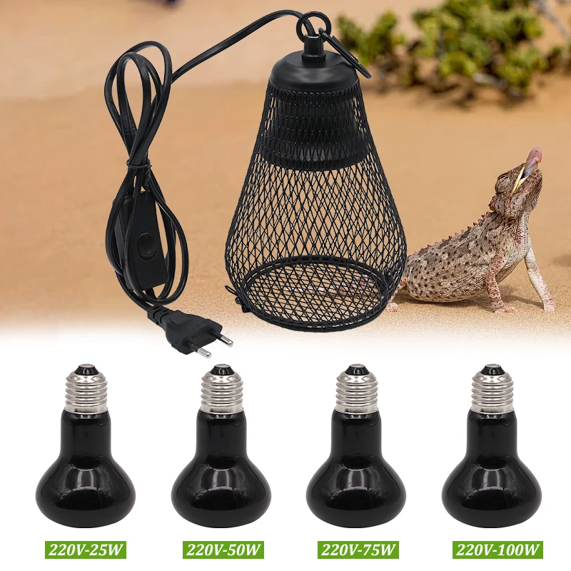 Pet Reptile Heat Lamp Shade Infrared Ceramic Heat Emitter Pet Coop Heater Guard for Chicken Lizard Turtle Brooder Snake