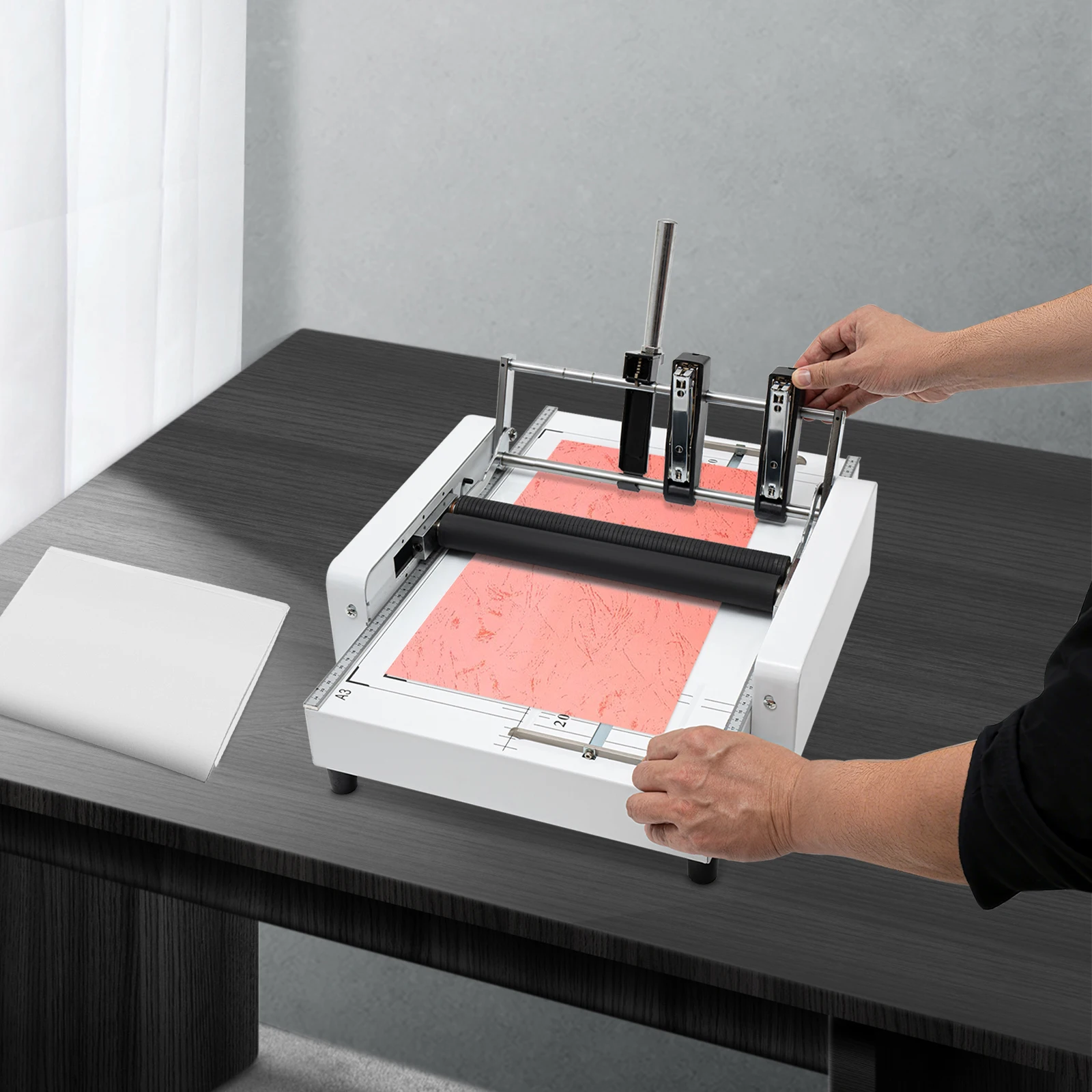 High-Efficiency Paper Folder and Binder, 2-in-1 Design, Rust-Resistant, Fold & Bind Up to 20 Sheets, Safe Operation with