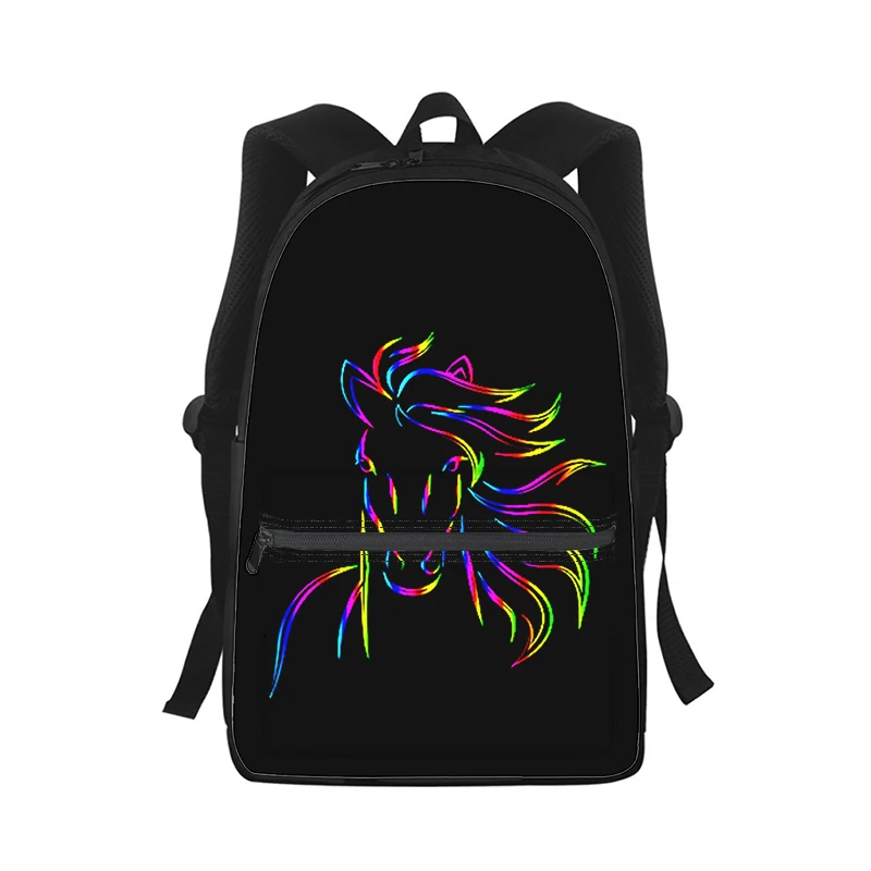 Cavalo masculino feminino mochila impressão 3d moda estudante saco de escola portátil mochila crianças viagem bolsa de ombro