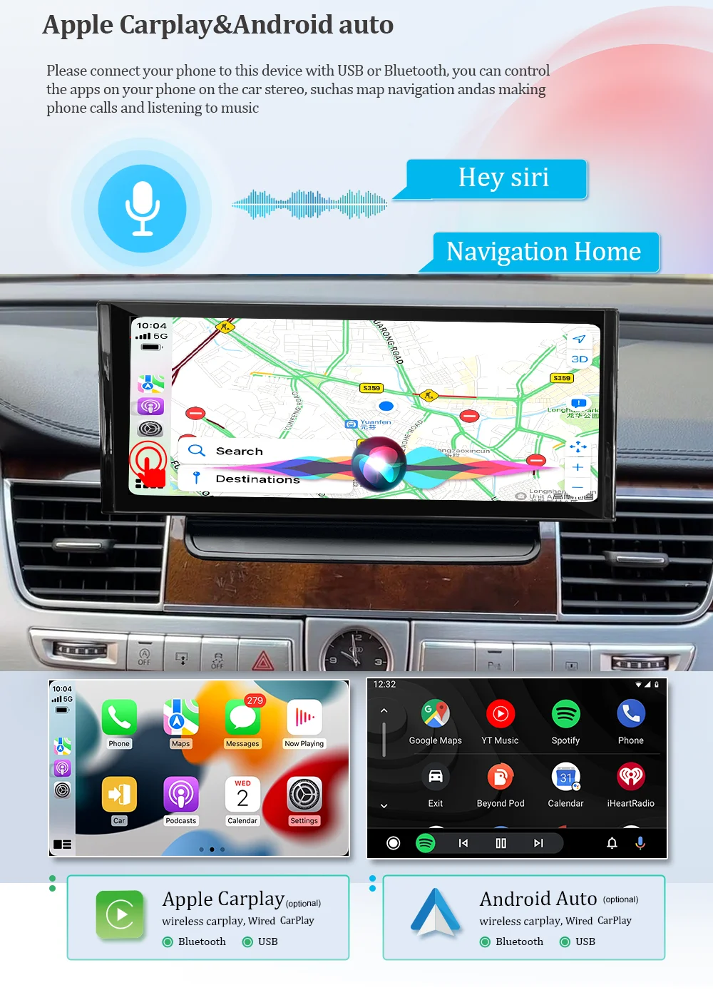 Wit-Up for Audi A8 S8 D4 2011-2018 Wireless CarPlay 12.3