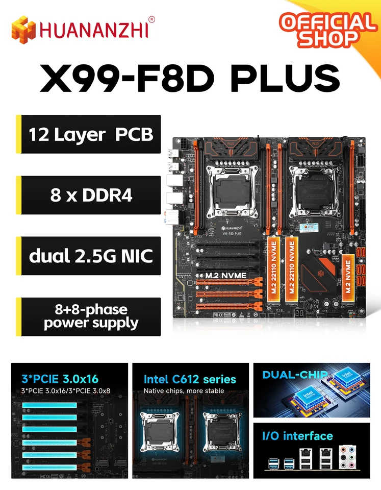 HUANANZHI X99 F8D PLUS LGA 2011-3 XEON X99 Motherboard support