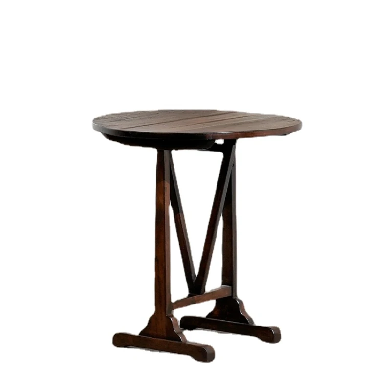 Zl Vintage Solid Wood Folding Table Antique Replica Solid Wood Small round Table Dining Table Furniture