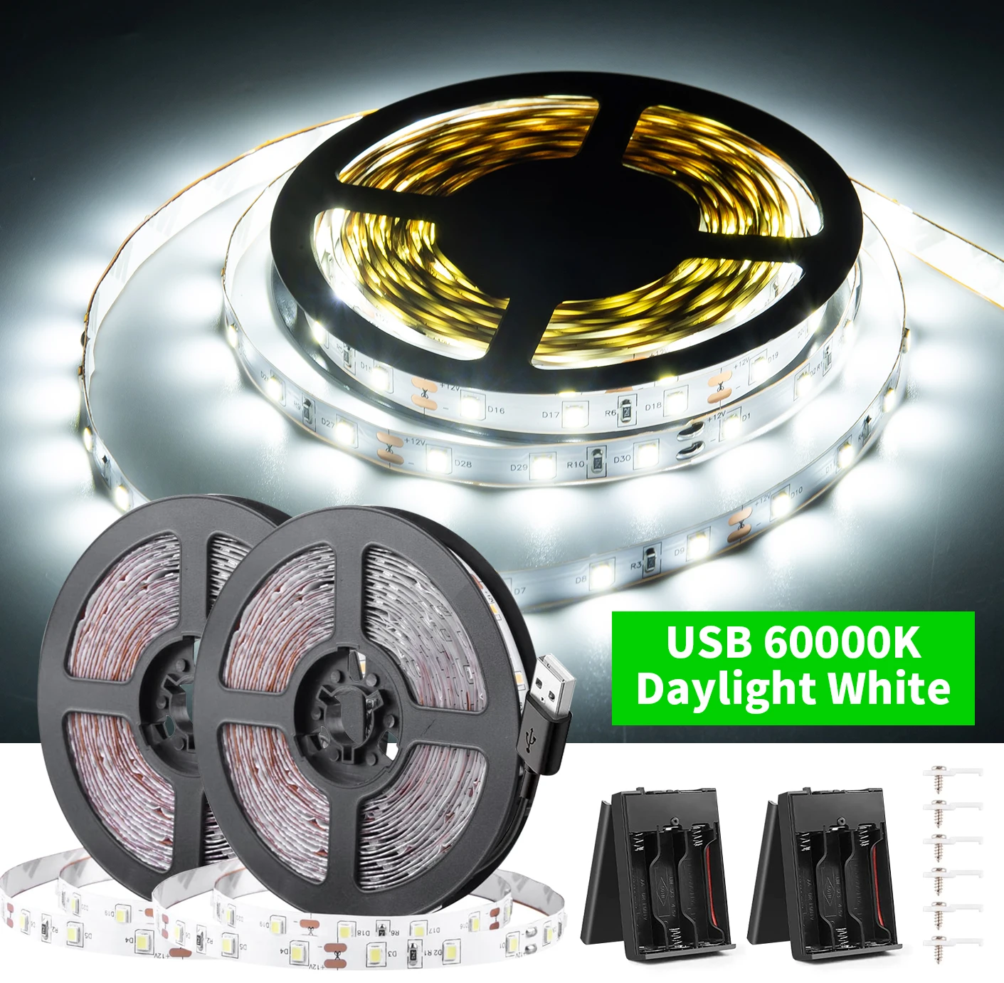 

1/2 Pack, 2.5m/98.43in Flexible USB Led Light Strips Battery Powered Bright for Gift Bedroom DIY Wedding Party Christmas