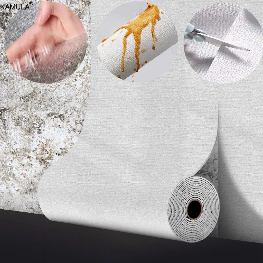 

Self-adhesive PVC Color Thickened Wallpaper Linen 3D Foam Wall Stickers Waterproof Background Wall Renovation Wall Sticker