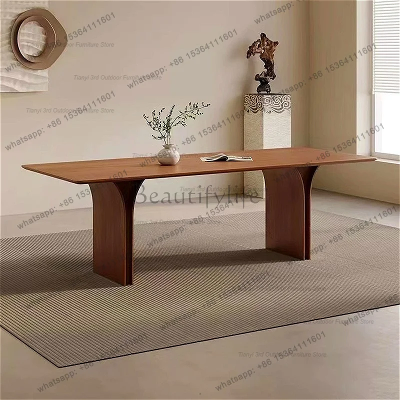 zj.Italian Minimalist Solid Wood Dining Table Nordic High End Kitchen Solid Wood Rectangular Table Designer Home Furniture FYDT
