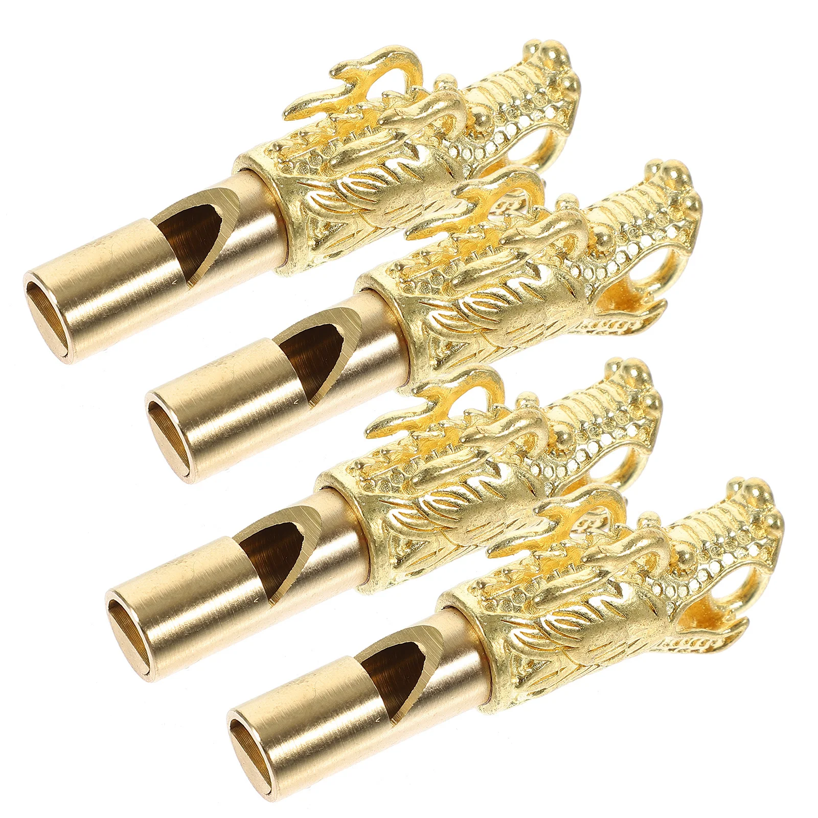 Sifflet en laiton avec tête d'animal, pendentif Portable, sifflet de sécurité de survie d'urgence, Camping en plein air, randonnée, sifflet en métal fort, 4 pièces