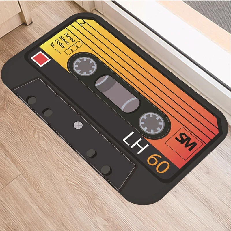 

Retro Cassette Music Tape Floor Mats Entrance Rug Living Room Rugs Kitchen Non-Slip Carpet Bathroom Bedroom Decor Home Doormat