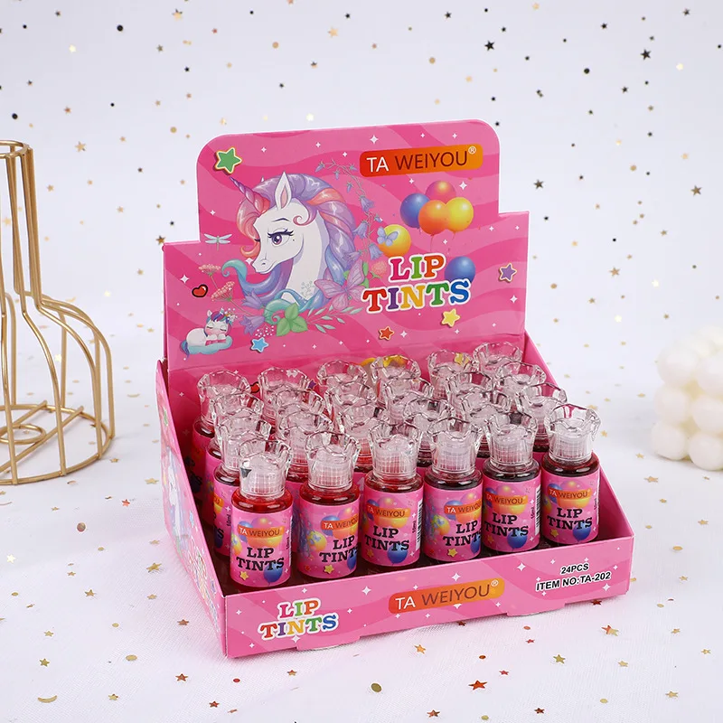 24pcs Kawaii Unicorn Cat Candy Lip Gloss Lip Tints Waterproof Long Lasting Liquid Lip Stick Girls Lips Makeup Wholesale