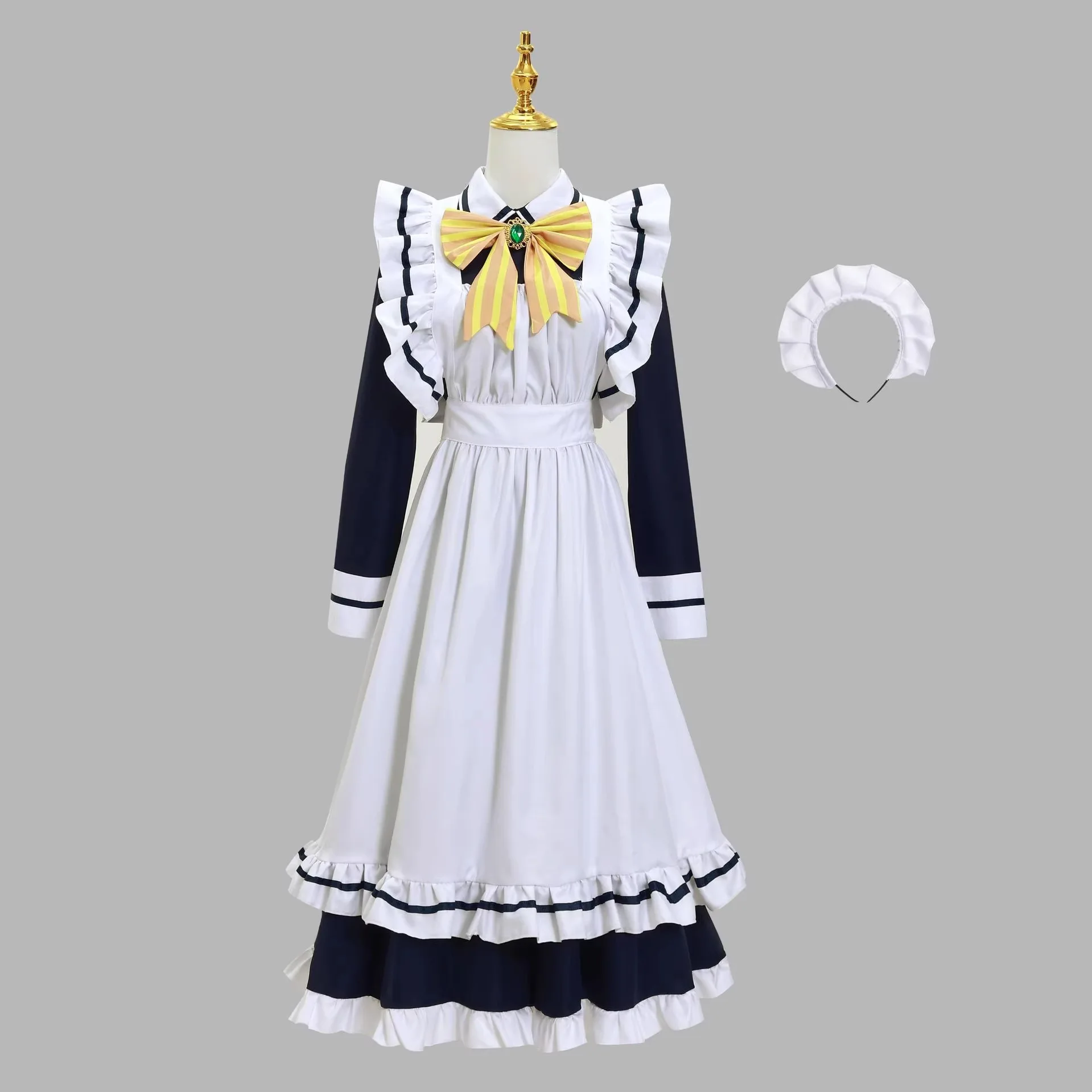 Anime Shiki Natsume Cosplay Costume Apron Maid Dress Cafe Servant Uniform Halloween Carnival Disguise Performance Role Play Wear