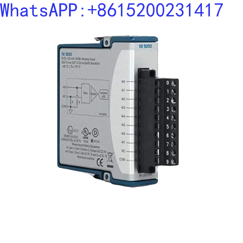 NI-9210 C series temperature input module with 4 channels and a total sampling rate of 14 S/s