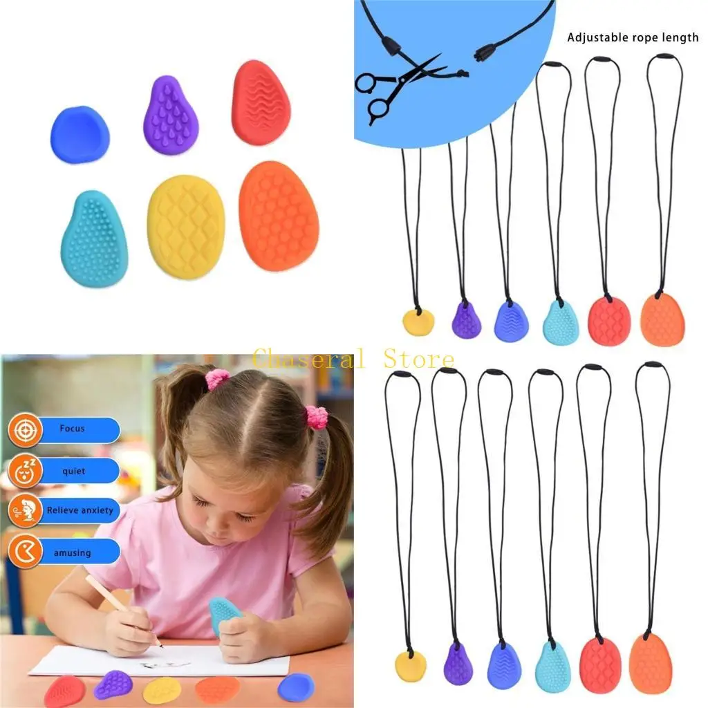 E7CE 6 Pack Sensory Textured Stones Toy For Kids Stress Relief Quiet Tactiles Toy For Autism Calming Classroom Prizes