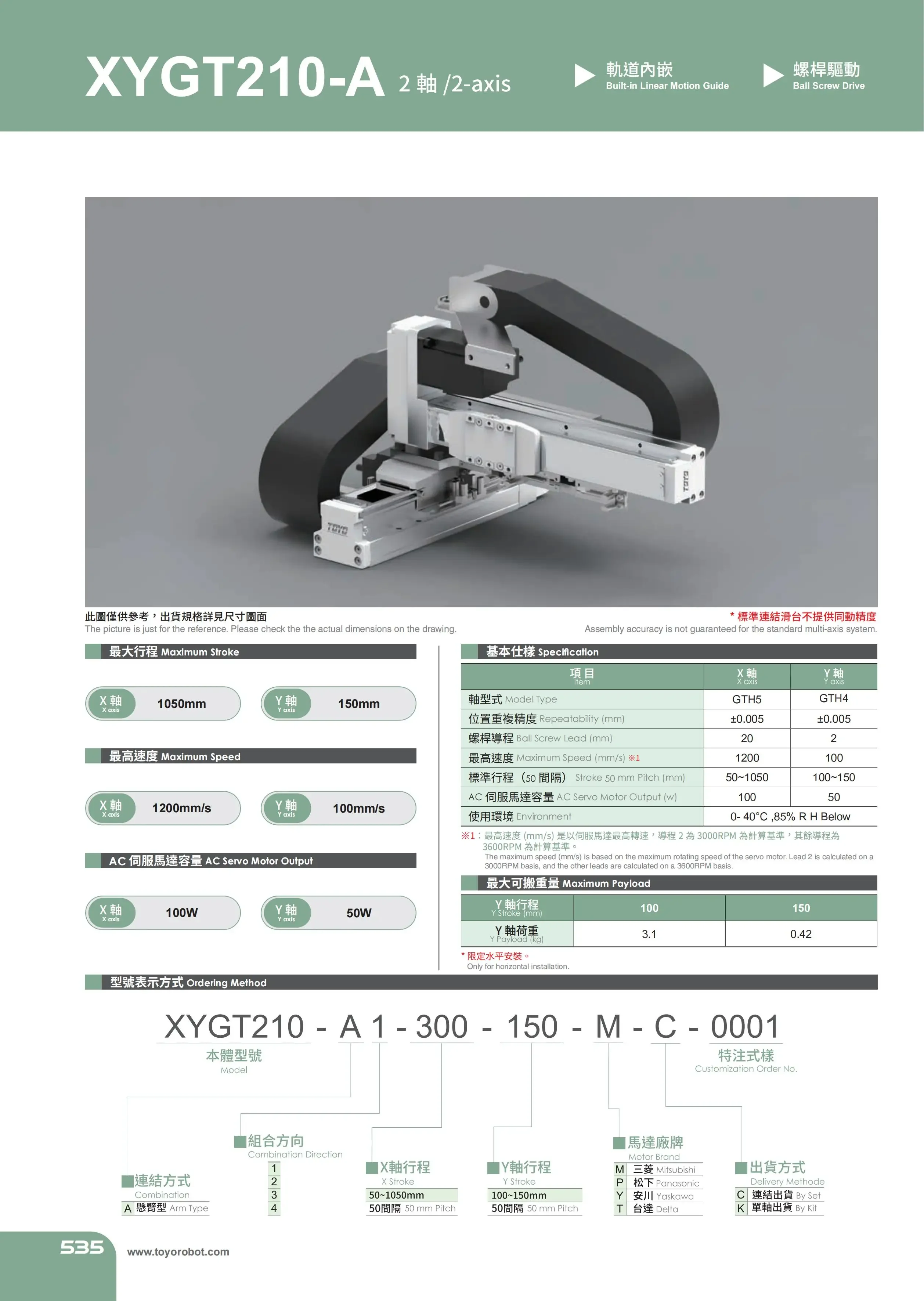 TOYO HIWIN High Precision Linear Custom Screw Slide Automatic Module XYZ Axis Slide ModuleXYGT210-A Series