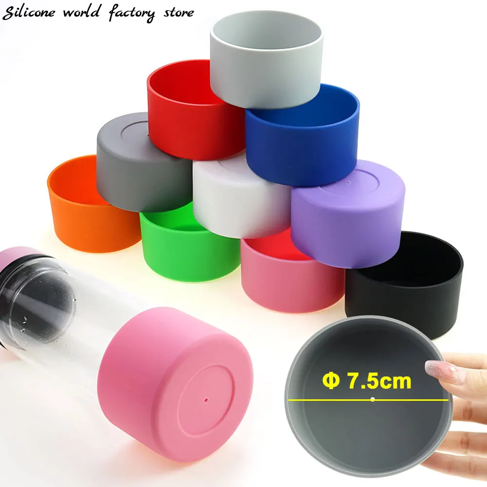 75MM Silicone Cup Bottom Cover 7.5CM Anti Slip Bottom Ring Coaster Sleeve Sheath Wear-resistant Heat Insulation Bottle Cover