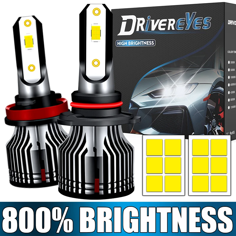 

H4 LED Headlights H7 H11 H8 H9 H1 9005 HB3 9006 HB4 9012 HIR2 4300K 6000K 8000K PTF Ice Bulb CSP CHIP 2x Fog Light 12V Led Lamps