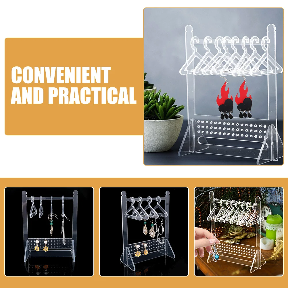 Earring Display Ear Stand Jewelry Organizer Acrylic Necklace Rack Desktop Clear Earrings Pendants Bracelets Storage Decorative