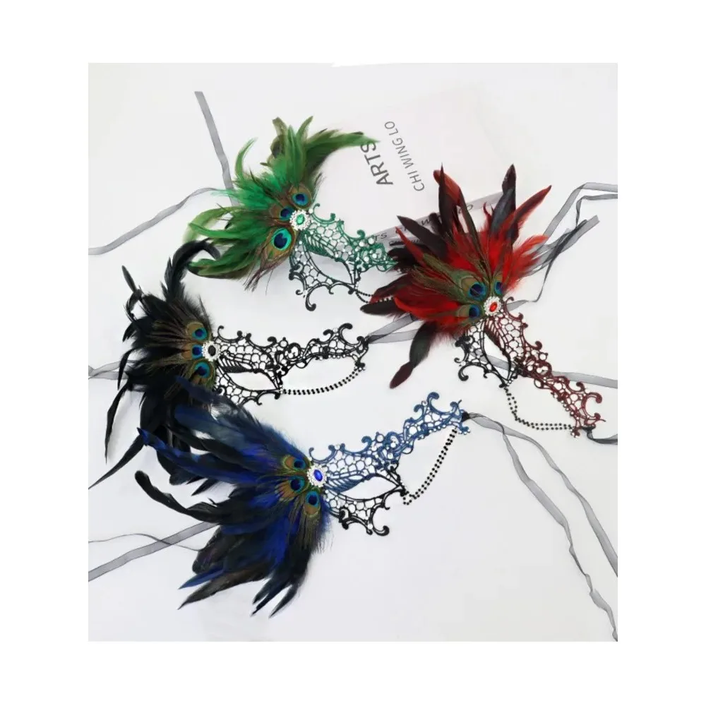 قناع عين مثير ريشة المياه الماس شرابة البندقية حفلة تنكرية الكرة هالوين زي حفلة تنكرية الدعائم سيدة قناع الوجه