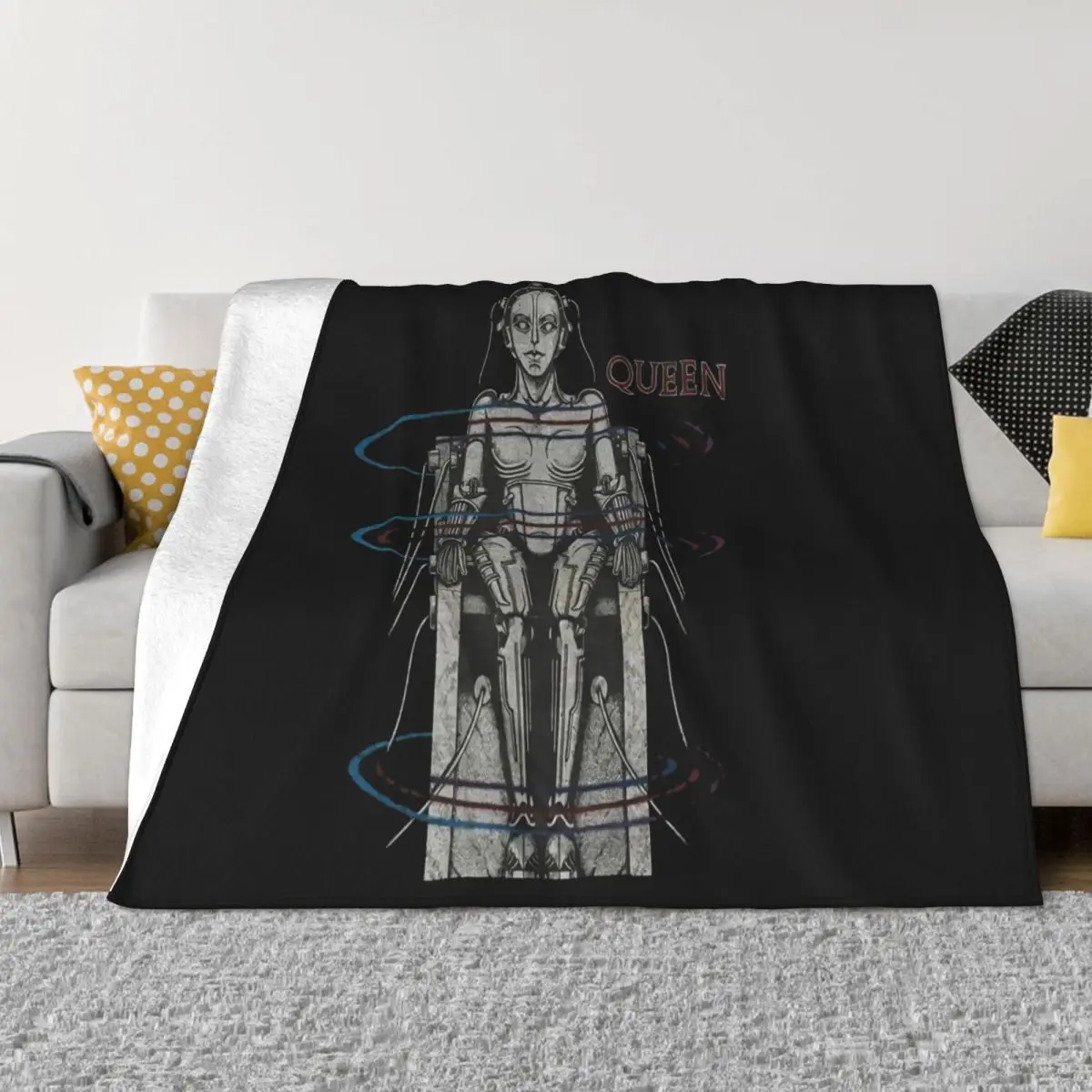 Queen European Tour 1984 Unisex Licensed Band Merch Backprint Children Any Logo Mens Throw Blanket