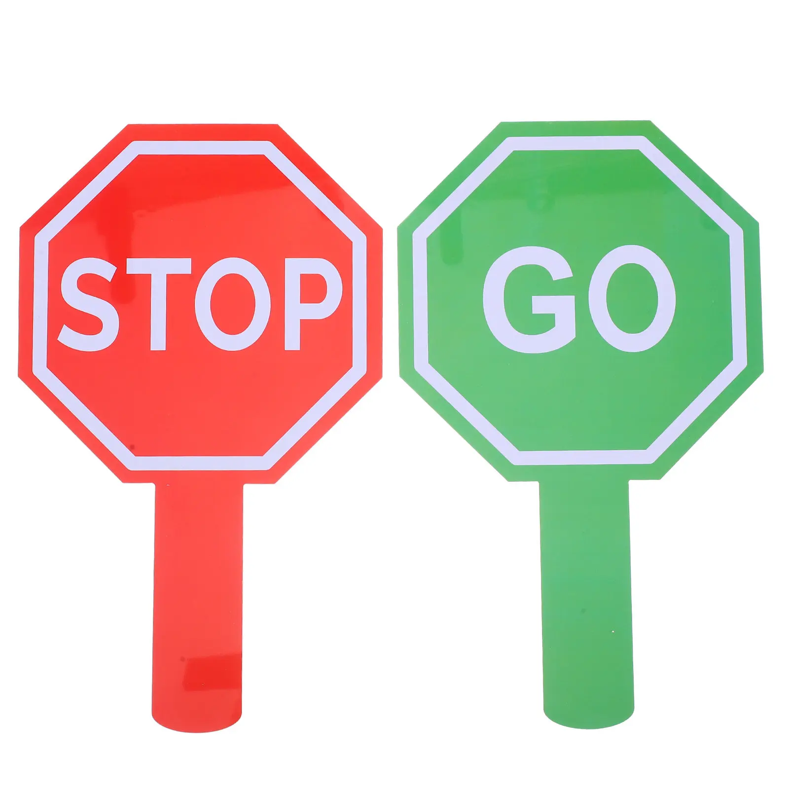 

2Pcs Handheld Traffic Control Paddle Double-Sided Stop High-Visibility Educational Safety Prop for School Recess Outdoor