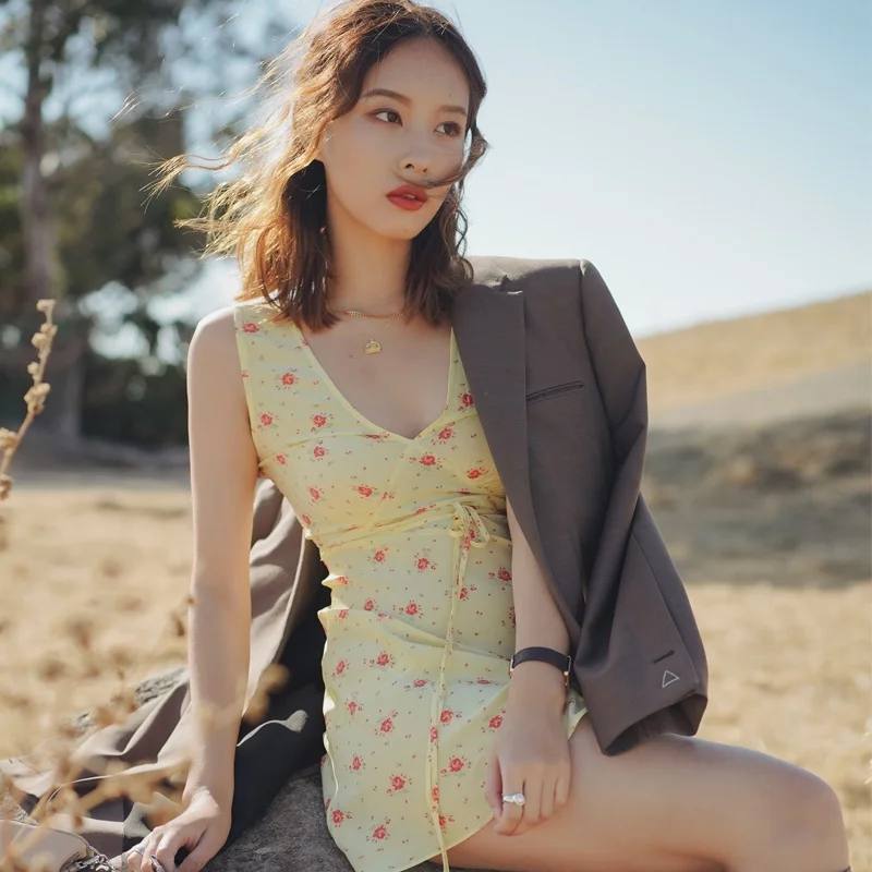 

Retro Coffee Brown BF Style Casual Outerwear Women's Oversized Suit Jacket Street Fashion Pure Color Long Sleeve Mid-Length