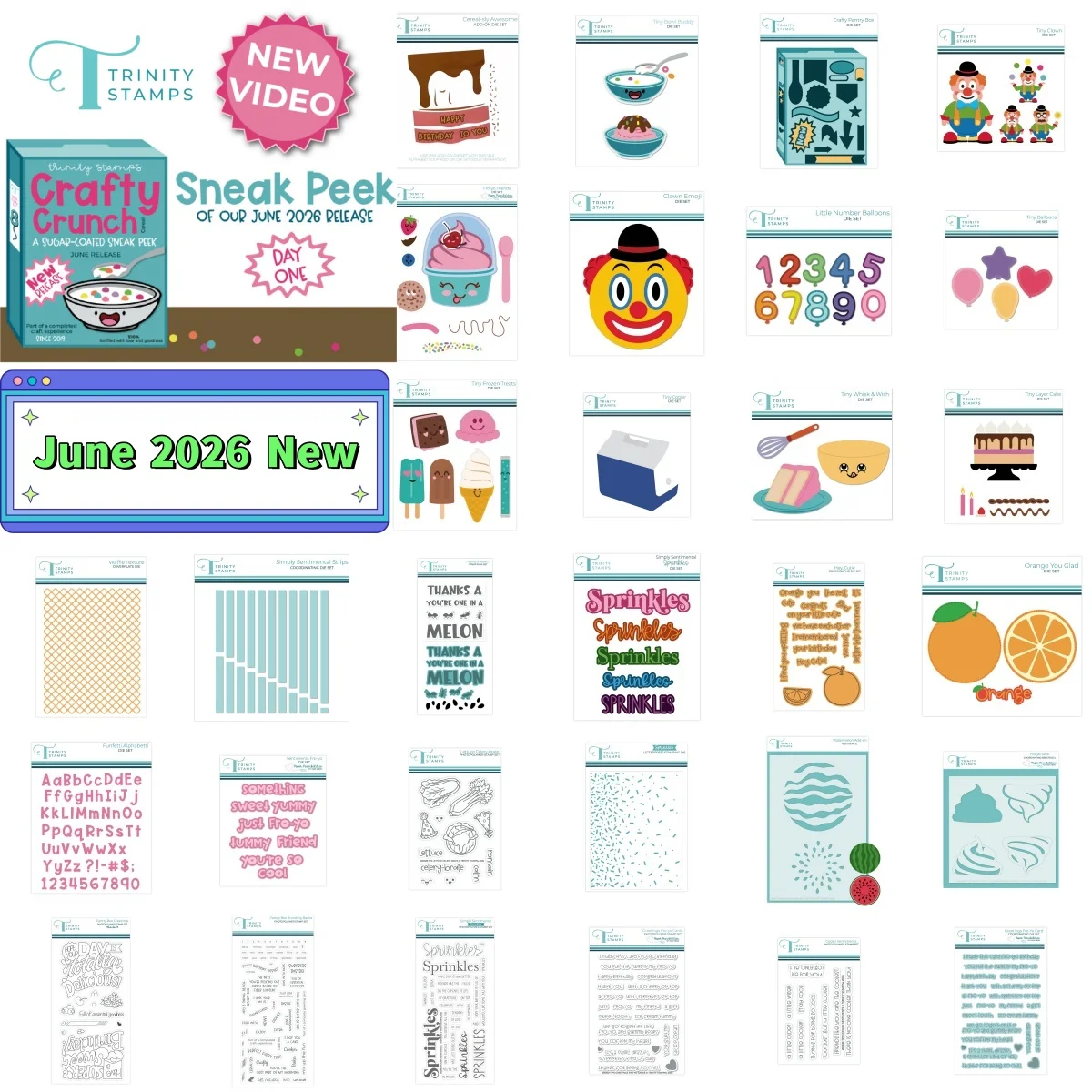 Nova Caixa Organizadora Crafty Pantry de Junho de 2026, Molde de Corte de Metal Palhaço de Sorvete, Carimbos Transparentes, Estêncil e Hot Foil para Artesanato DIY, Presentes e Scrapbook