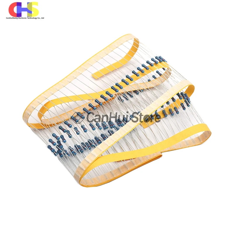 100szt 0.25W 1/4W 1R~22M 1% Metal Film Resistor 0R 2.2R 4.7R 10R 22R 47R 68 100R 220R 1K 1.5K 2.2K 4.7K 10K 100K 470K 1M 10M ohm