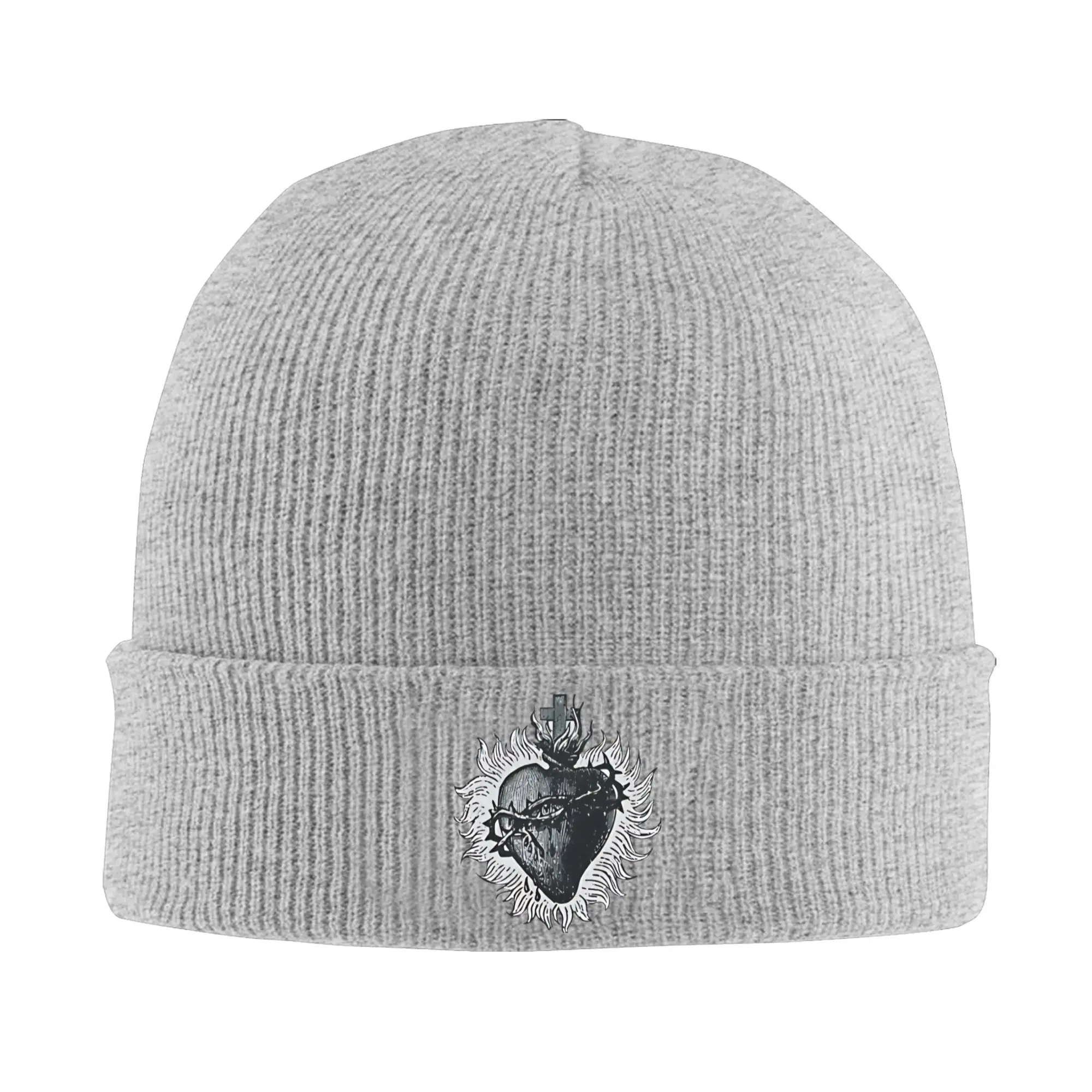 Sacred Heart  Knitting Hat Sacred Heart Of Jesus Y2K Cool Caps Men Women Unisex Kpop Beanie Hats Spring Head Wrap Bonnet Hats