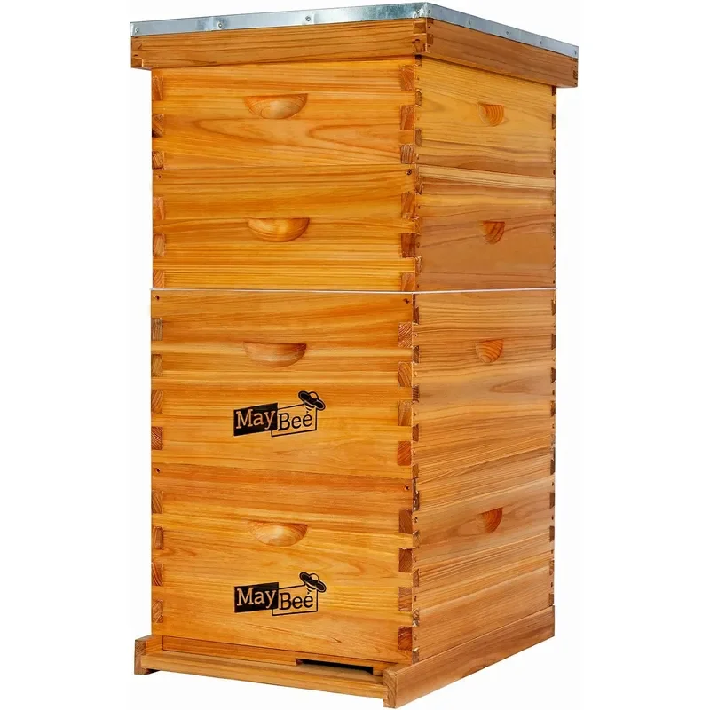 10-Frame Langstroth Beehive Dipped in 100% Beeswax Complete Bee Hives and Supplies Starter Kit Includes 2 Deep Hive Bee Box