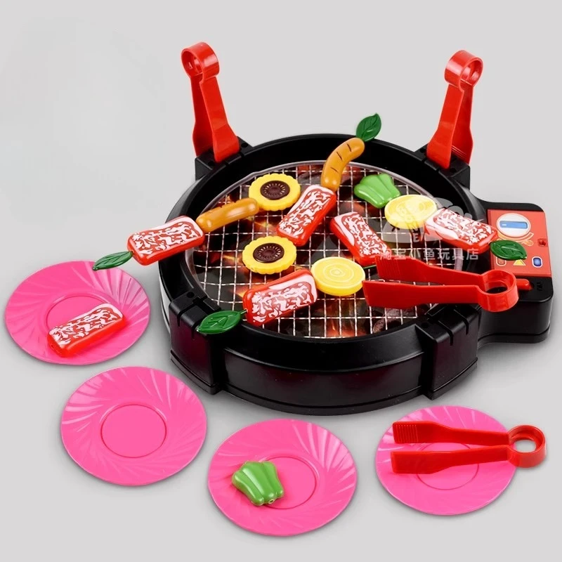 

Play House Toy Family Parent-child Interactive Funny Cooking Toy Electric Music Barbecue Toy Sound BBQ Kitchen Food Sets