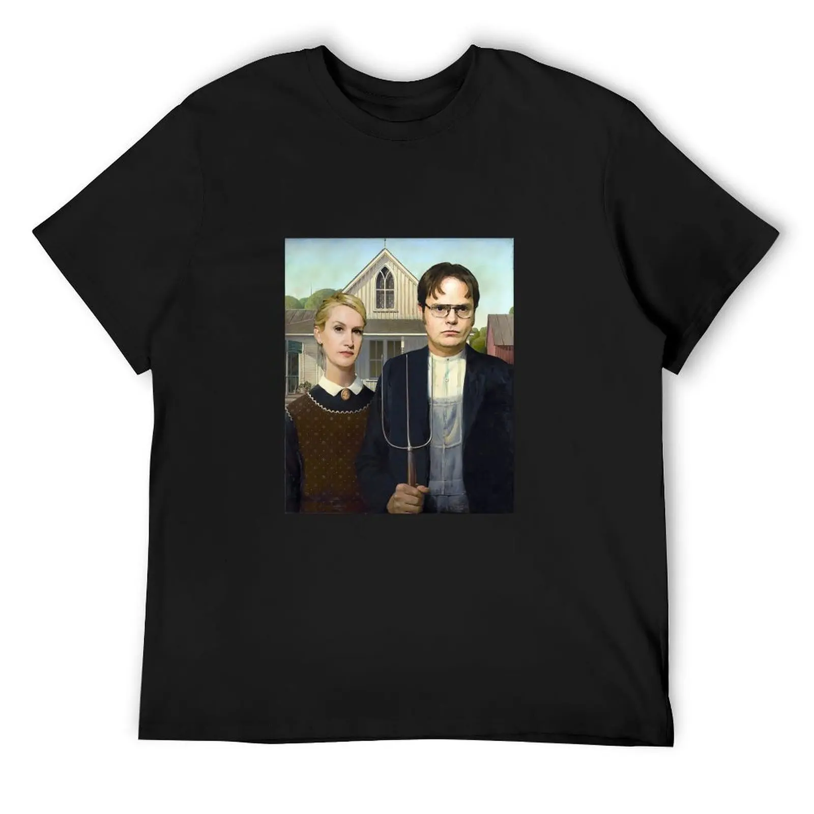 

Dwight and Angela American Gothic T-Shirt cheap stuff blacks Man t-shirt fashion shirts workout shirts for men