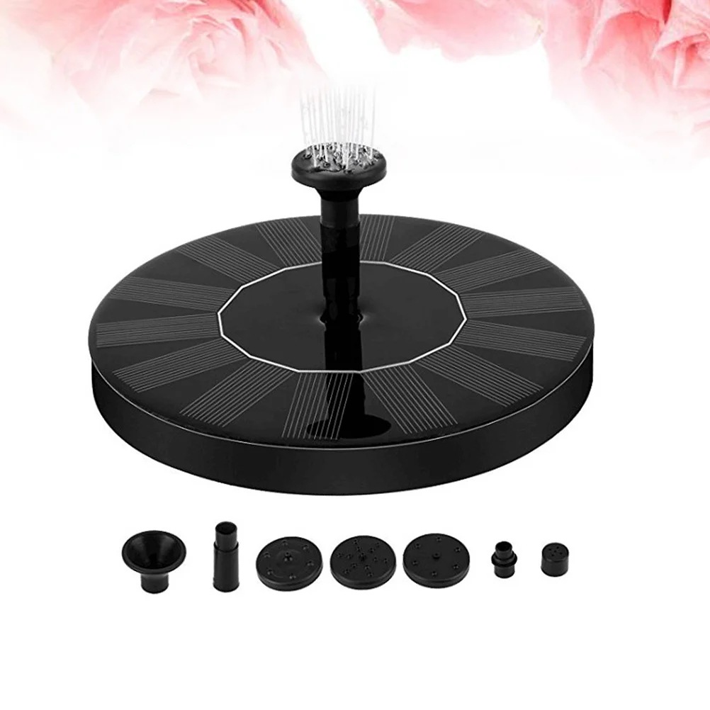 1W Solar Fountain Solar Water Pump Garden Pool Pond Outdoor Solar Panel Fountain Floating Fountain Garden Decoration (Black)