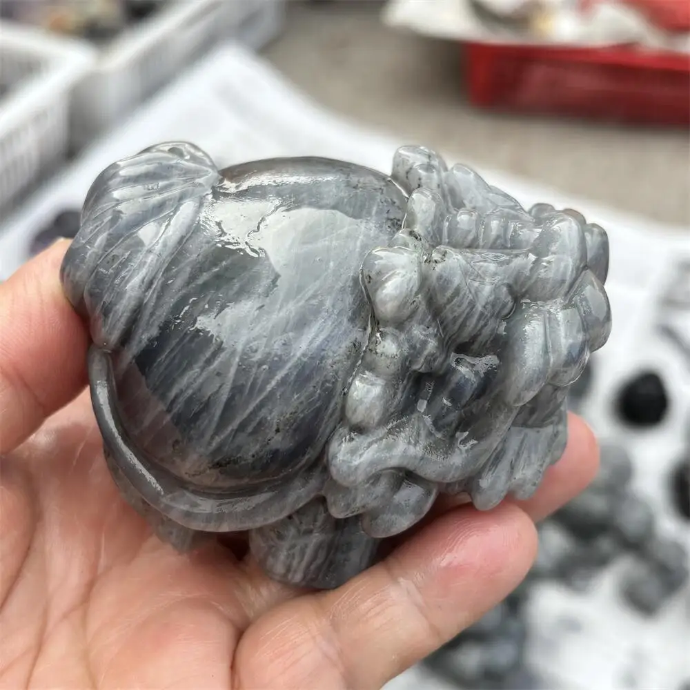 

Натуральный кварцевый лабрадорит: фигурка Пишу, камень для Рейки-терапии, декор Фэн-шуй, животное-талисман для праздничных поделок и подарков