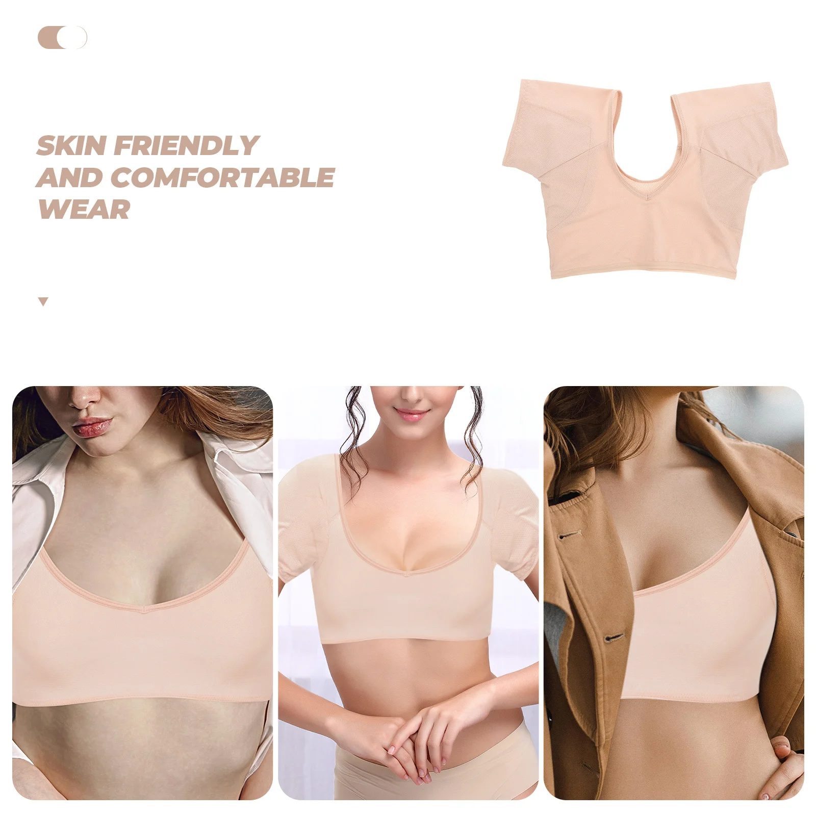 Colete de suor nas axilas feminino tamanho M algodão respirável absorção rápida protetor de camisa à prova de suor lavável reutilizável