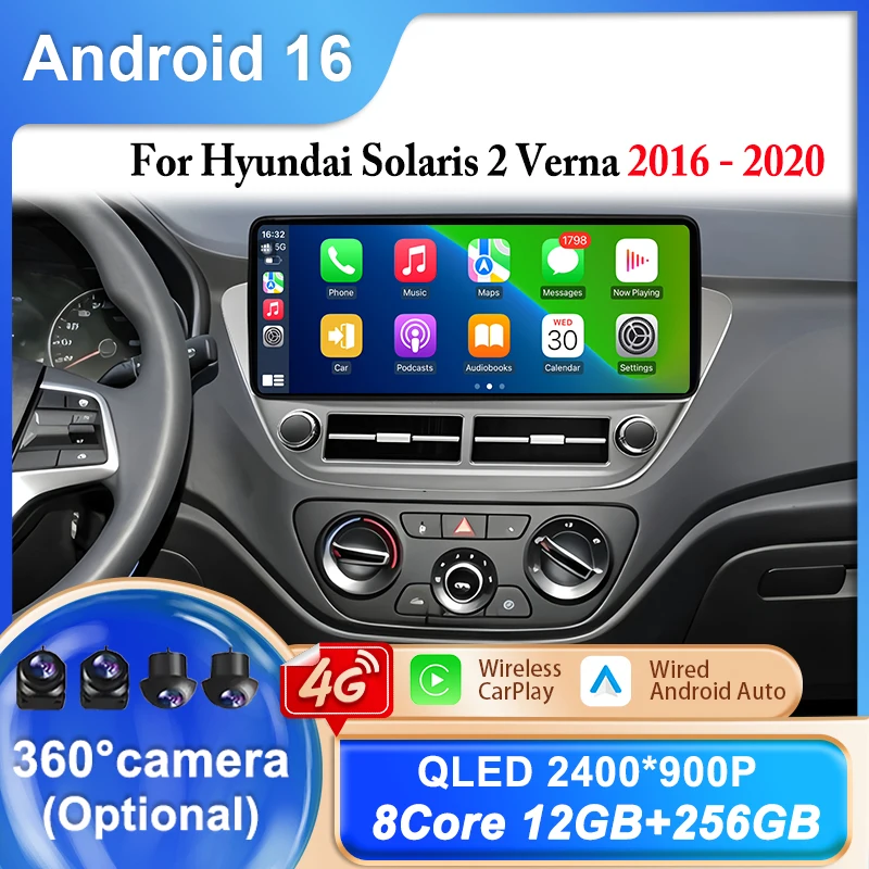 Android 16 For Hyundai Solaris 2 Verna 2016 - 2020 Car Radio Carplay Multimedia Player GPS Video Autoradio Navigation Stereo