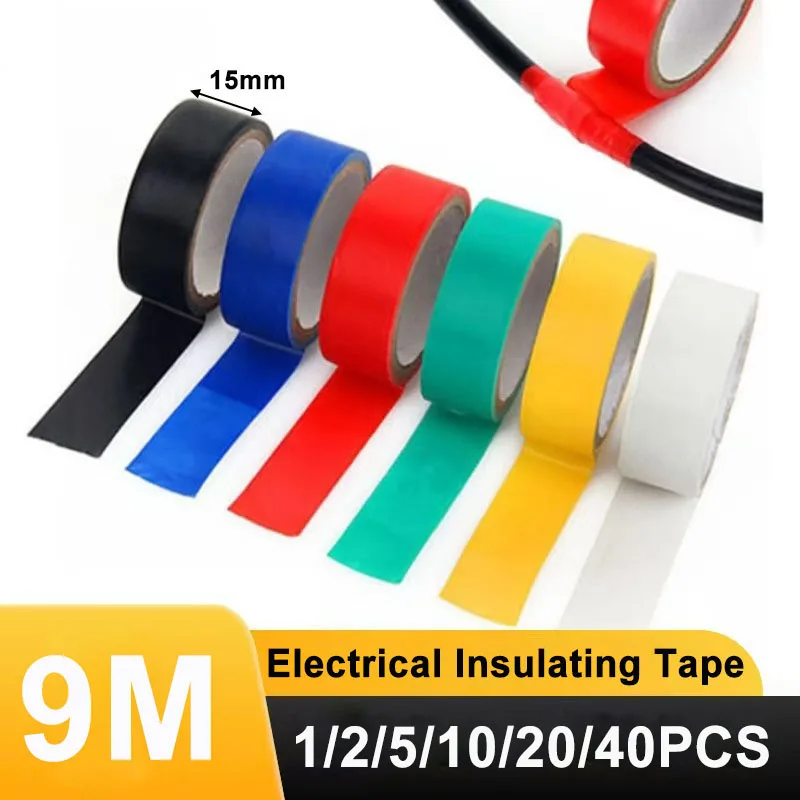 

1-40pcs Electrical Insulating Tape Heat Resistant Harness Tape 9M 15mm Car Cable Harness Wiring Loom Protection Waterproof Tape