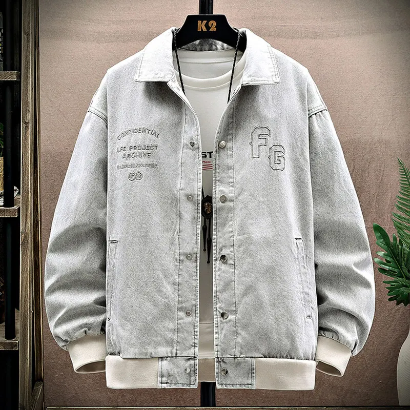 

High Quality Men's Denim Jackets 2025 Spring Autumn Casual Jeans Streetwear Loose Light Color Coats Youth Tops Shirts Clothing