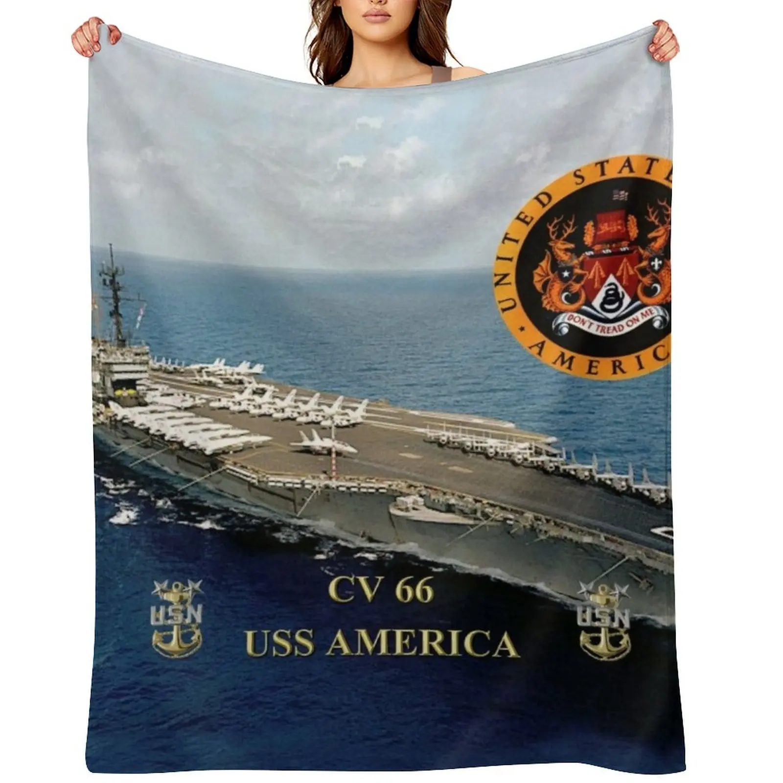 

CV-66 USS America Throw Blanket anime Camping manga Vintage Blankets