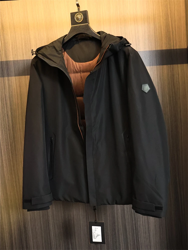 

Wood Giant 5W High-End Men's down Jaet White Goose down 700 Fill Power Anti-Cold Winter Coat Hooded Faion Urban Sle